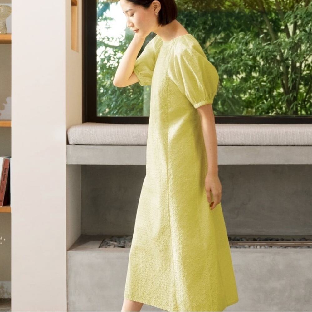 Uniqlo Textured Cotton Volume Sleeve Dress (Hana Tajima) Sz S